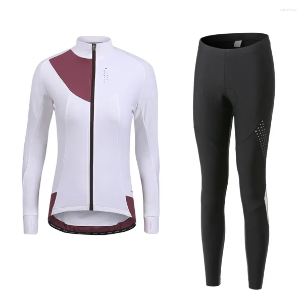 Conjuntos de carreras Santic Mujer Ciclismo Set Invierno Cálido MTB Plus Chaquetas de lana Pantalones de montar Ropa deportiva Traje Tamaño asiático