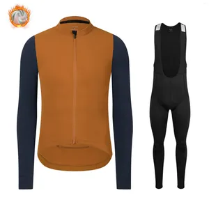 Conjuntos de carreras Spexcell Rsantce 2023 Invierno Thermal Fleece Hombres Manga larga Ciclismo Jersey Bib Pantalones Uniforme Conjunto MTB Bike Tops Ropa de bicicleta