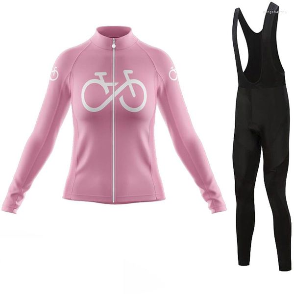 Sets de carreras Sptgrvo Spring/Autumn Cycling Clothing Set Ladies Jersey Suit MTB Bike Outfit Equipación Ciclismo Mujer