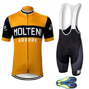 Racing Sets Zomer Molteni Cycling Jersey Set Retro Kleding Mannen Racefiets Shirts Suit MTB Fiets Bib Shorts Maillot Ropa Ciclismo