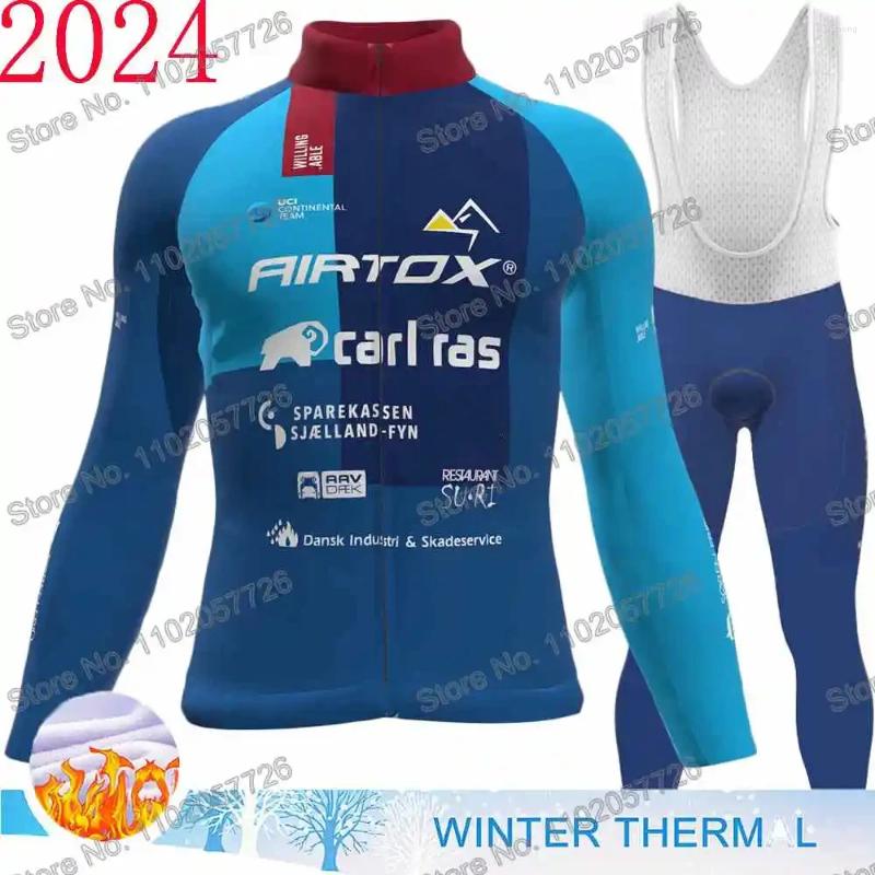 Racing Sets Team Airtox Carl-ras 2024 Cycling Clothing Winter Jersey Men's Set Autumn Road Bike Shirt MTB Bicycle Thermal Jacket