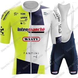 Ensembles de course Team Wanty Jersey Jersey 2024 Set manches courtes Biniam Girmay Belgique Vêtements Vélo Chemise Costume Vélo Cuissard