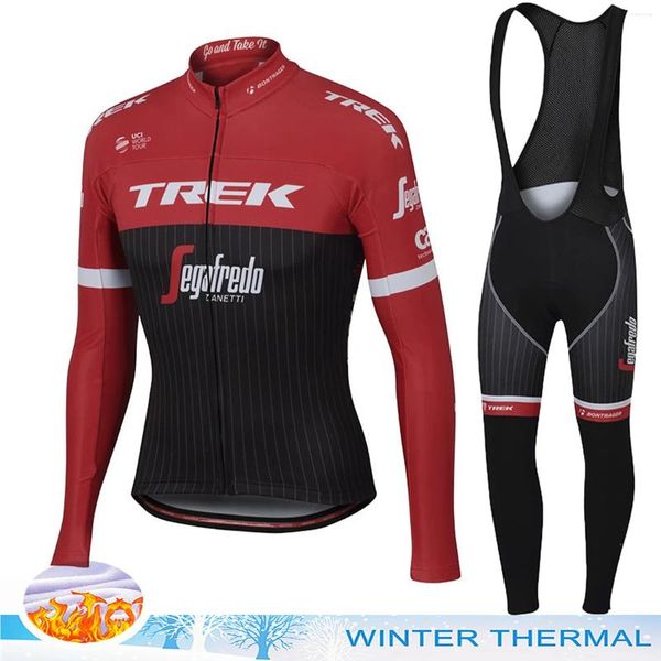 Ensembles de course TREK Cyclisme Bib Blouse Homme Blouse Homme Bike Outfit Veste Thermique Polaire Jersey Costume Vêtements Costume Hiver Set VTT 2024 Vêtements Pro