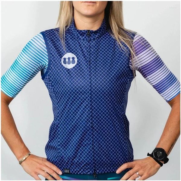 Conjuntos de carreras Trespinas Chaleco a prueba de viento Jersey azul 2024 Mujeres Ciclismo Ropa ligera Malla transpirable MTB Bike Jacket Ropa Ciclismo