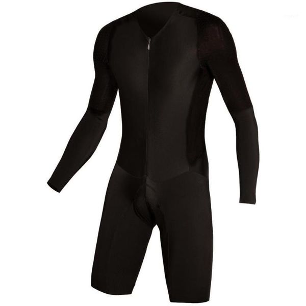 Conjuntos de carreras Triatlón Skinsuit Deportes al aire libre Hombres Mujeres Ciclismo Mono Maillot Manga larga Pantalones cortos Pantalones Bike Set1