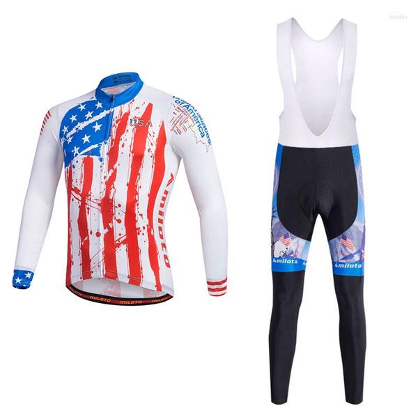 Ensembles de course USA Pro Team maillots de cyclisme à manches longues Ropa Ciclismo Maillot vêtements de vélo respirant vtt vêtements de vélo