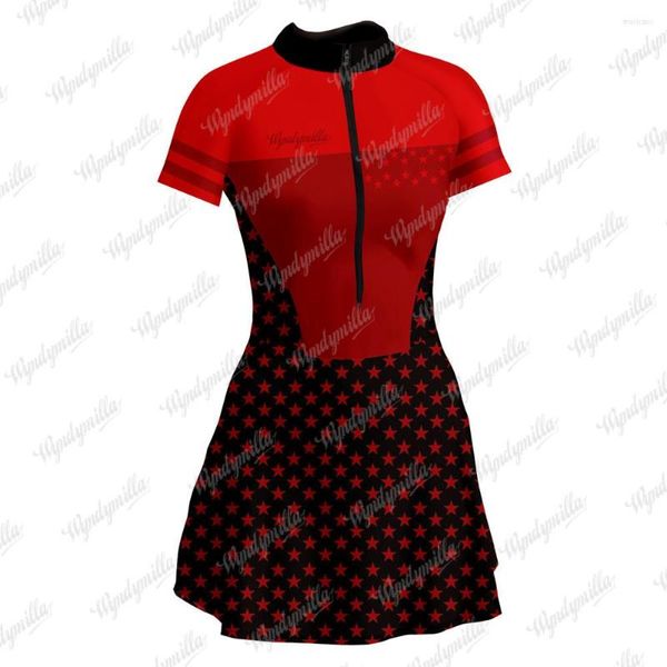 Ensembles de course Vestidinho Feminino Triathlon vtt maillot de cyclisme jupe Ciclismo Fitness course Sports de plein air robe pom-pom girls