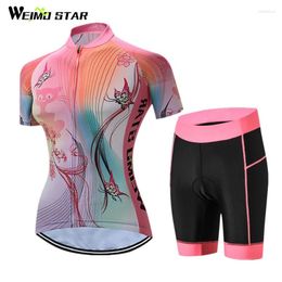 Ensembles de course Weimostar 2024 Femmes à manches courtes Cycling Jersey Breathable Bike Clothing Mtb Road Bicycle Set Maillot Ropa Ciclismo