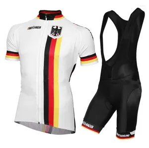 Ensembles de courses en maillot de cyclisme blanc ensemble Allemagne Men Pro Team Summer Bike Wear Vêtements Bib short Hombre