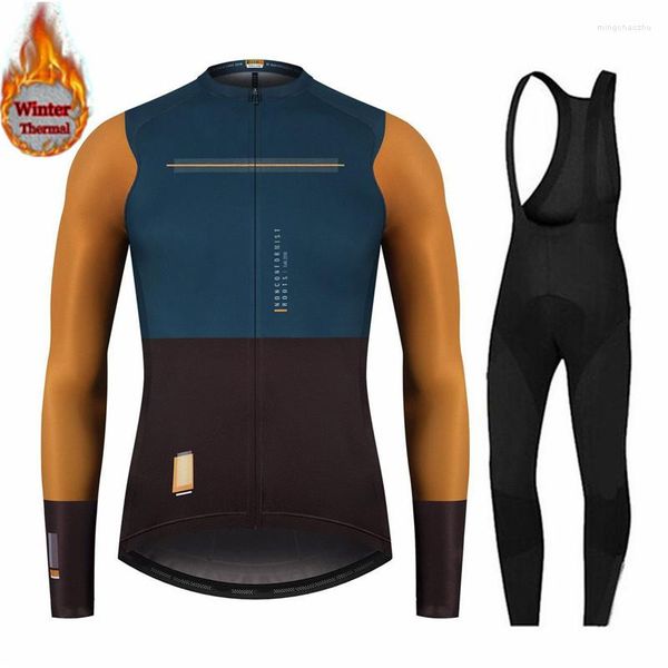 Conjuntos de carreras, traje de ciclismo de lana de invierno para hombre, ropa deportiva para exteriores, Kit de uniforme de bicicleta de España 2023, triatlón Go