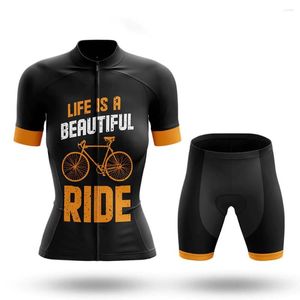 Racing sets Women's Life is een prachtige rit fietsjersey set shorts pak fiets slijtage MTB downhill road fiets kits kleding