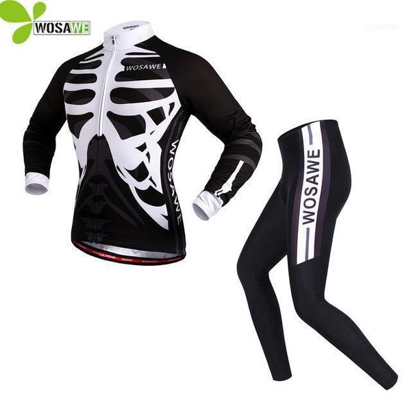 Ensembles de course WOSAWE Roupa De Ciclismo Esqueleto Cyclisme Costumes Hommes Gel De Silicone Rembourré Vêtements De Vélo Ensemble Motocross