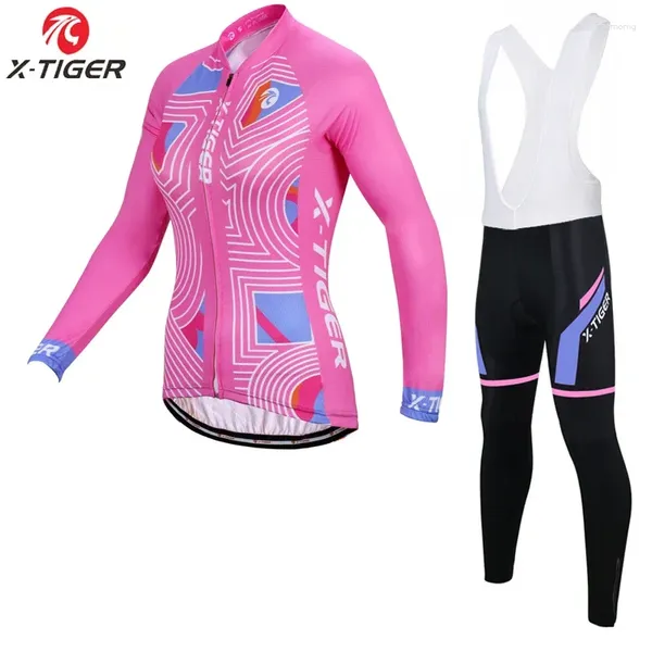 Ensembles de course x-tiger Femmes Spring Pro Cycling Jersey Set / anti-UV MTB Bicycle Wear Ropa Ciclismo Cloth