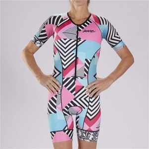 Ensembles de course Zootekoi Triathlon à manches courtes pour femmes Ski Bike Sportswear Maillot de bain humain One Piece Maillot Roupa Running Shirt