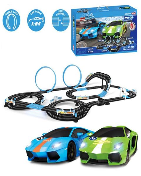 Pista de carreras Coche de control remoto doble Coche de juguete eléctrico Pista interactiva Autorama Circuito Voiture Ferrocarril de juguete para niños LJ1710708