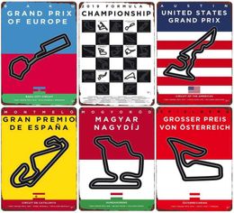 Racing Track Vintage Metal Tin Sign Bar Cafe Club Room Wall Decoration Grand Prix Circuit Art Poster F1 Competition Sticker N421955196