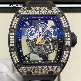 Racehorloge Unisex-polshorloge RM-polshorlogeserie RM055 NTPT koolstofvezel met diamant ingelegd mode-horloge voor vrijetijdssportmachines