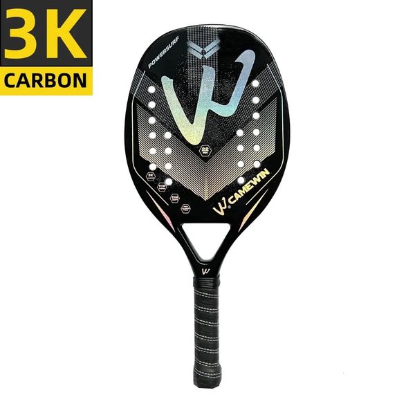 Racket Beach Tennis Camewin 3K marco de fibra de carbono holográfico Kit feminino masculina kit de tratamiento de superficie grosera 240401