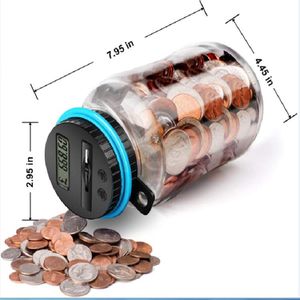 Racks 1.8L Porgy Bank Counter Coin Electronic Digital LCD Compte Coin Money Box Box Jar Coins Rangement Boîte de rangement avec Lock Euro GBP Money