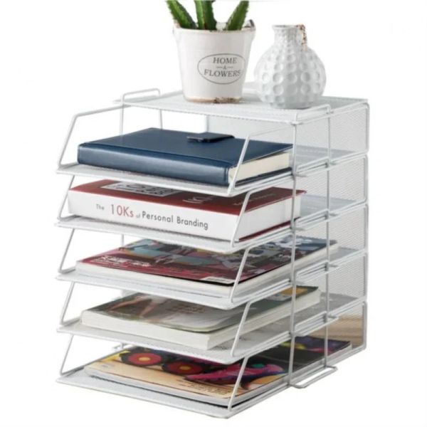 Racks 1 PCS Mesh Letter Book Magazine Holder A4 Paper Document Metal Iron Storage Rack File File Tray pour Office Desk Organizer Supply