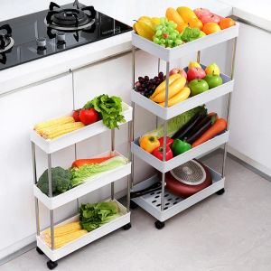 RACKS 2/3/4 Tier Slim Storage Cart Mobile Shekken Unit Organisator Slide Out Out Storage Rolling Cart Rack voor keukenbadkamer