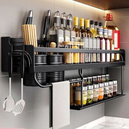 Racks 40/50 cm DoubleLeryer Shelffrmounted Spice Storage Racks Punchfree Kitchen Knife Hreder Sething Shelf Organisateur