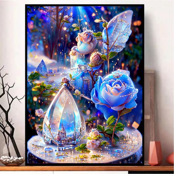 Supports 5d bricolage diamant mosaïque champignon maison paysage plein diamant peinture Rose fleur Puzzle diamant broderie nouveauté