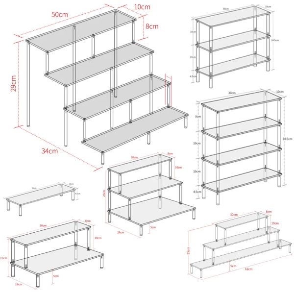 Bastidores Exhibidor de acrílico Estante elevador Organizador Estante de almacenamiento Soporte para esmalte de uñas Aceite esencial, Figuras, Perfume, Magdalena, Cosmético