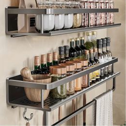 Racks Aluminium Wallmountted Earthel Multifinection Kitchen Spice Storage Rack Rack Salle de cuisine Solution de cuisine Accessoires