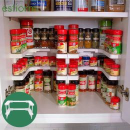 Racks Deluxe Empilable Spicy Storage Shelf Advable Assaisable Assaisonnement Spice Rack Pantry Armoire Organisateur de cuisine Blancs