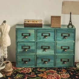 Armoire de rangement de bureau à racks avec 9 tiroirs rétro Recher