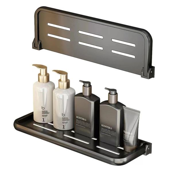 Racks Étagère pliable pour organisateur de salle de bain, support de rangement mural pour shampoing, sans poinçon, support d'angle de douche en aluminium, accessoire de toilette