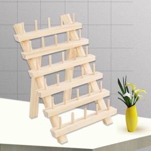 Rekken Opvouwbare Houten Draadhouder 30/80/120 Spoelen Naaien Borduurgaren Rek Muur Opknoping Kegels Stand Plank Handwerken