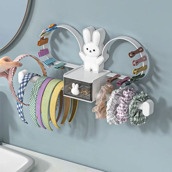 Racks Kawaii Rabbit Hair Hoop Rackage Rack Mur Murlé Hair Tie Clip Clip Coiffure Affichage Barrets Barrets Barrets Barrets Mur