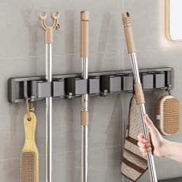 Racks Mop Broom Horse Crochets de salle de bain outils de stockage Rack Duty Practical Clip Hook Organicers Spaces Wabing Hanger Slots Mops Holder