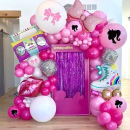 Racks Rose Princesse Thème Ballon Guirlande Arc Kit Feuille Disco 4d Ballons De Mariage De Mariée Décor Filles Fête D'anniversaire Bébé Douche Décor