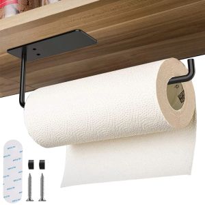 Supports muraux auto-adhésifs en acier inoxydable, distributeur de rouleaux de serviettes en papier, sans poinçonnage, pour salle de bains et cuisine