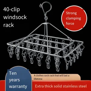 Racks en acier inoxydable brise-vent 40 clips à linge à linge à linge à linge de serviette à linge serviette de serre de séchage à vêtements pêch
