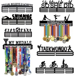 Racks taekwondo/karate/schermen // schaatsen mijn medaille display hanger rek, zwarte ijzeren medaille houder organisator dropshipping