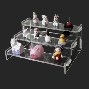 Racks Stand en acrylique transparent support à 3 niveaux Clean d'échelle Clean pour jouet Figurine Funko Storage Cupcake Modèle ACCESSOIRES