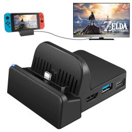 Racks TV Dock Dock Station pour Nintendo Switch Oled Model 4K / 1080p HDTV Travel TV adaptateur Portable Charging Stand