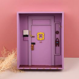 Porte-clés série télévisée ami, cadre de porte de Monica, cintre de porte violet, crochets pour clés, cadeau mignon, décoration murale de la maison