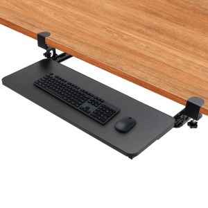 Supports sous le plateau de clavier de bureau plateau de tiroir de clavier avec CClamp sécurisé SlideOut tiroir de plate-forme d'ordinateur support de clavier sous-table