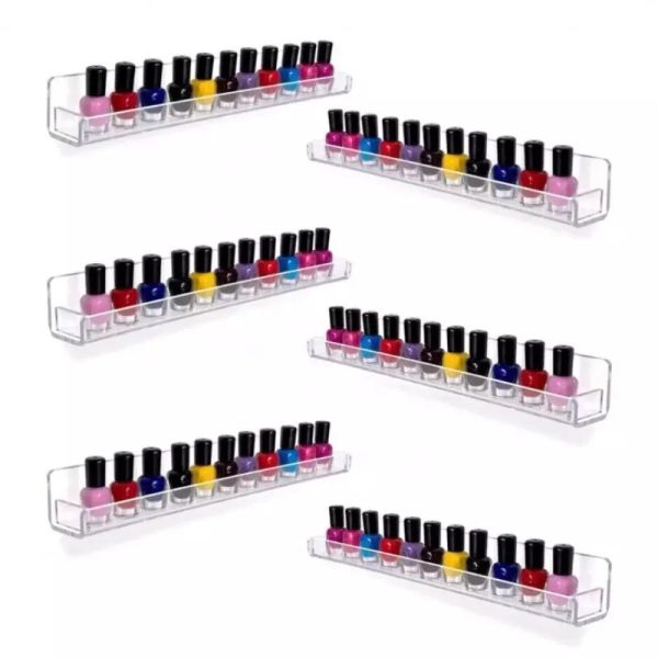 Supports Mur Cintre Vernis À Ongles Présentoirs 16 Couche Acrylique Support De Stockage Transparent Cosmétique Stand Magazine Décoration Étagère