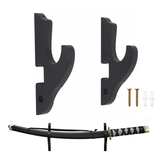 Supports Support de présentoir d'épée en bois réglable fixé au mur support de stockage de crochet de cintre d'épée de samouraï japonais Katana Wakizashi Tanto