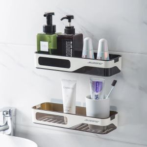 Rekken muur gemonteerd badkamer organisator plank cosmetische shampoo opslagrek keuken plastic houder huishoudelijke artikelen badkamer accessoires