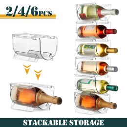 Supports casier à vin empilable réfrigérateur organisateur cuisine bouteille support de stockage peut bouteille support organisateur support Portable organisateur de vin