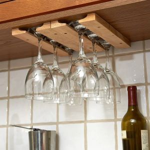 Supports en bois support de verre à vin support 11 pouces en bois suspendu support de verre à vin monté sous l'armoire support de stockage de verres à pied avec 8
