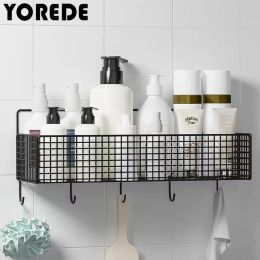 YOREDE – étagères murales suspendues de salle de bains, panier de rangement en fer forgé, étagère pour toilettes, cuisine, organisateur de maison, accessoires de salle de bains