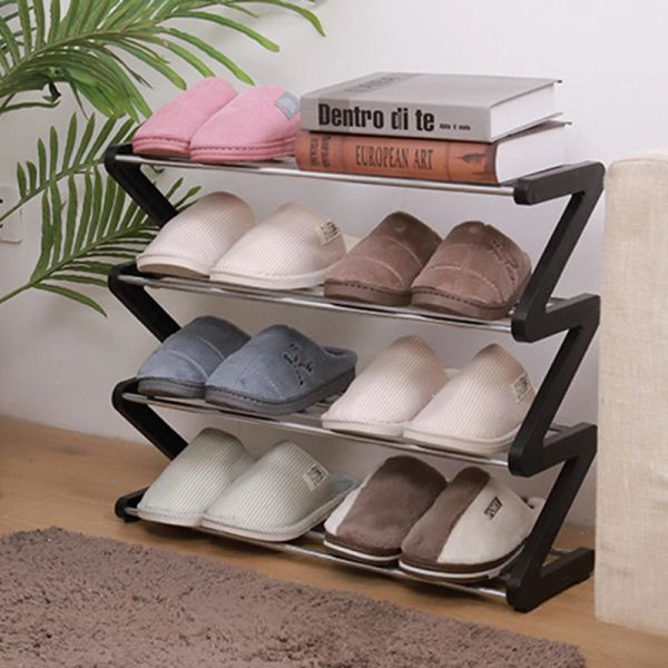 Racks Zshaped Chaussures Rack Shoe en acier inoxydable Rackage Rack Multilleuse Assemblé As Assemblé Armoire Accessoires Organisateur pour la maison